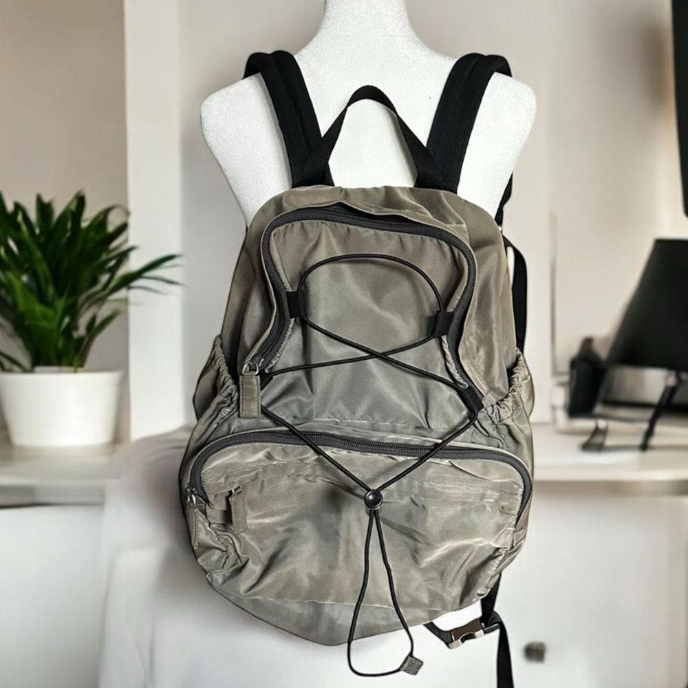 Authentic PRADA Gray Green & Black Nylon Backpack - Picture 1 of 15